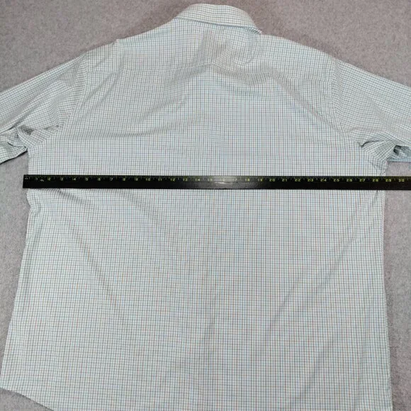 Peter Millar Summer Comfort Shirt Mens XXL Blue Green Plaid Button Down - Picture 7 of 9